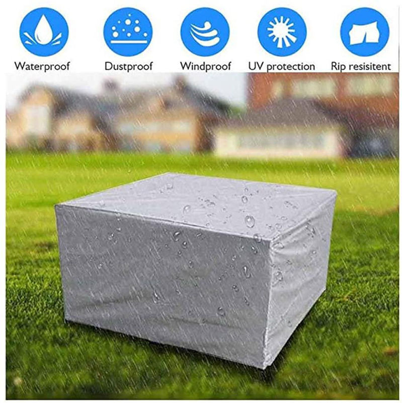 Huapate Quadratische Terrassenmöbelabdeckung für Tische, wasserabweisende Outdoor-Möbelabdeckung aus Polyestergewebe mit PVC-Beschichtung, Farbe: Silber, B/T/H: 130 x 70 x 70 cm - Bild 3