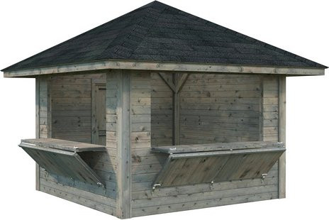 Marktstand Palmako Bianca Set 105 aus Fichtenholz in Grau mit Pyramidendach, B/T/H: 300 x 300 x 319 cm - Bild 1