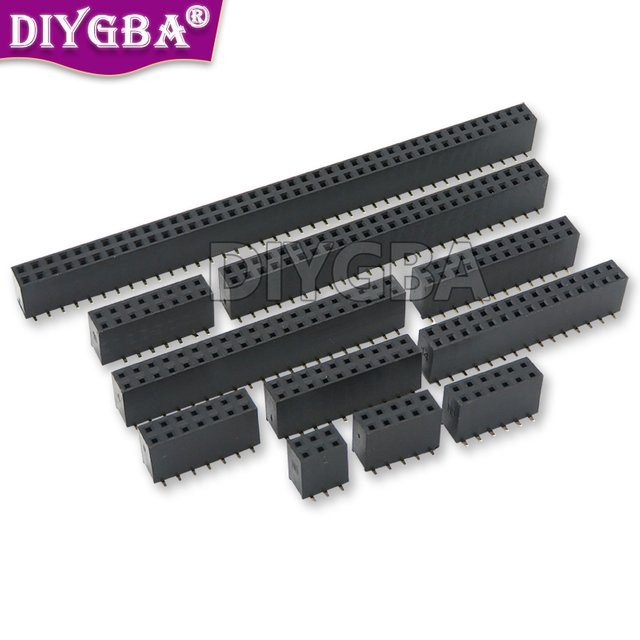 DIYGBA 10 Stück SMT 2,54mm zweireihige Buchsen Pin Header Abreißbare Buchsen Stecker in Schwarz für Arduino - Bild 1