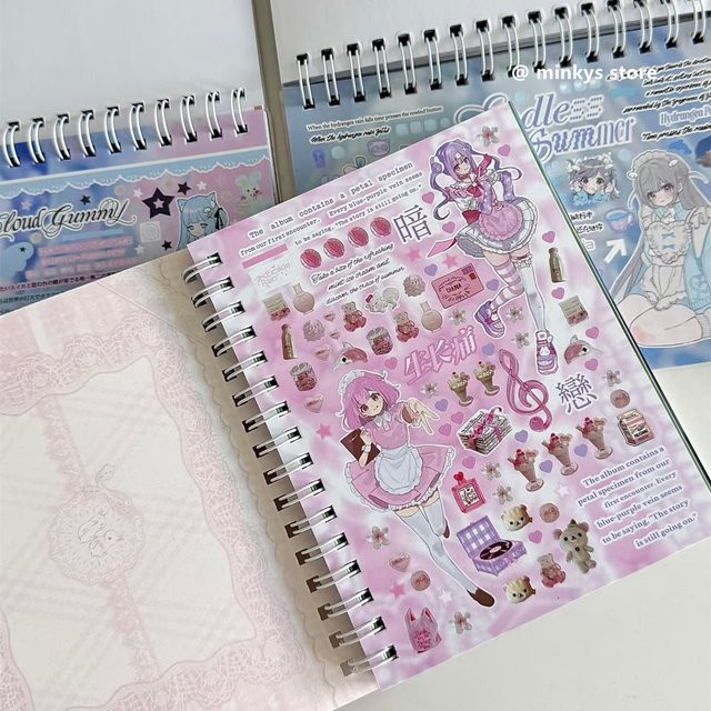 MINKYS Kawaii Aufkleberbuch für Scrapbooking und Journaling, buntes Briefpapier-Set - Bild 1