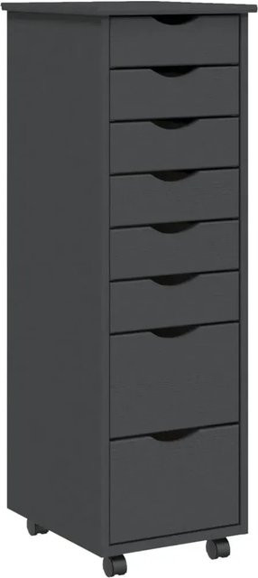 vidaXL Rollschrank MOSS aus massivem Kiefernholz mit Schubladen in Grau, B/T/H: 80 x 39 x 103 cm - Bild 1