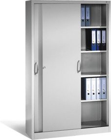 C+P Aktenschrank Acurado mit Schiebetüren aus Metall in Weißaluminium, H: 195,0 cm, B: 120,0 cm, T: 40,0 cm - Bild 1