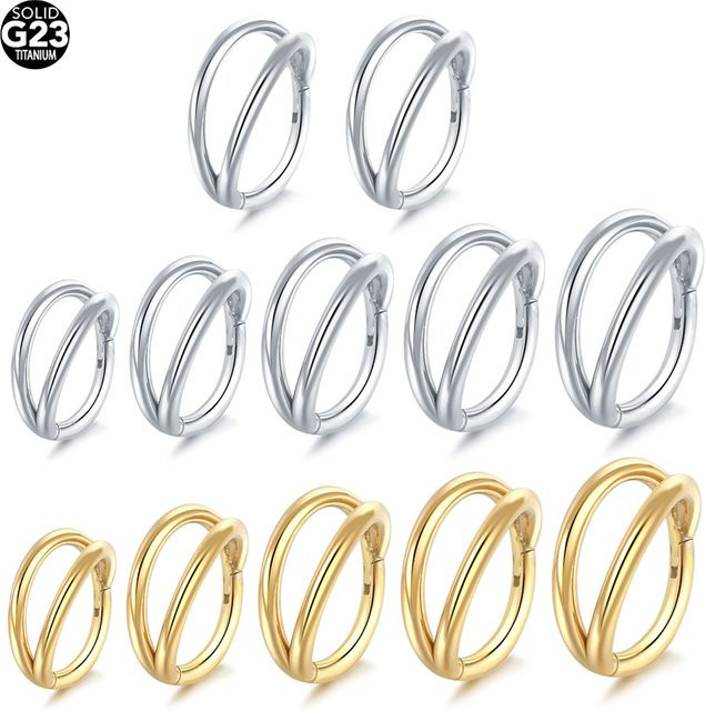 WTX Septum Nasenring Doppelschicht, Titan, Gold, Damen - Bild 1