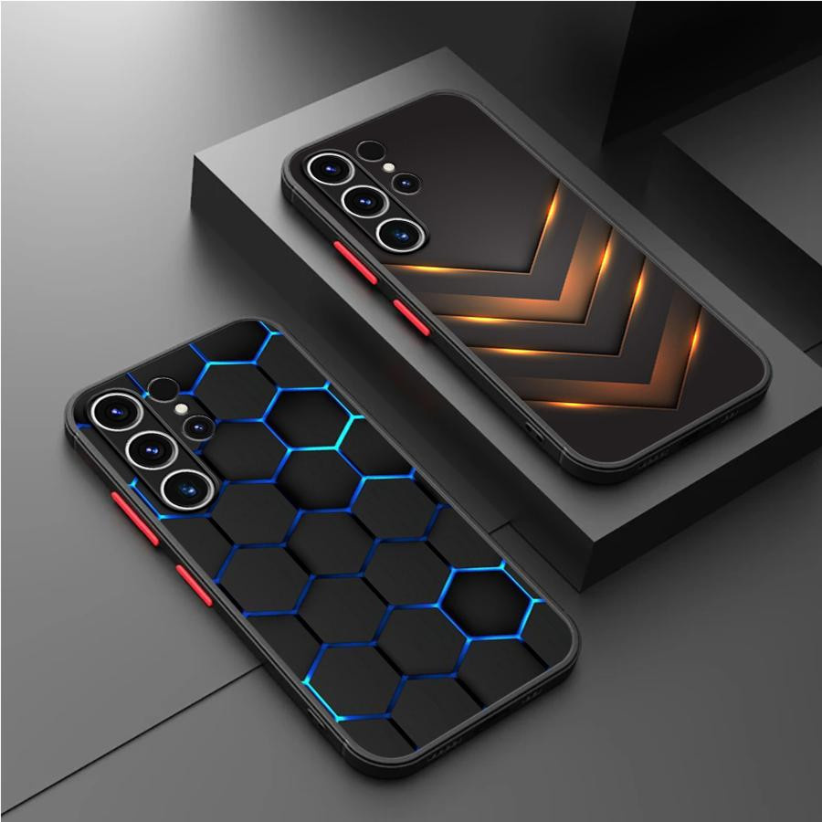 Modische Waben-Matte Handyhülle für Samsung Galaxy S24 S23 S22 S21 S20 S10 Plus Note 20 Ultra 10 Lite in Schwarz - Bild 1