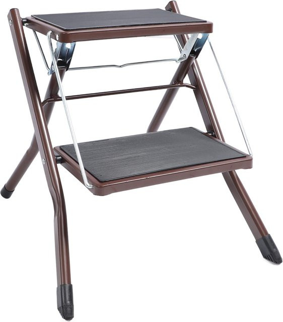 Aimo 2-Stufen-Leiter klappbarer Tritthocker mit breitem Anti-Rutsch-Pedal in Grau - Bild 1