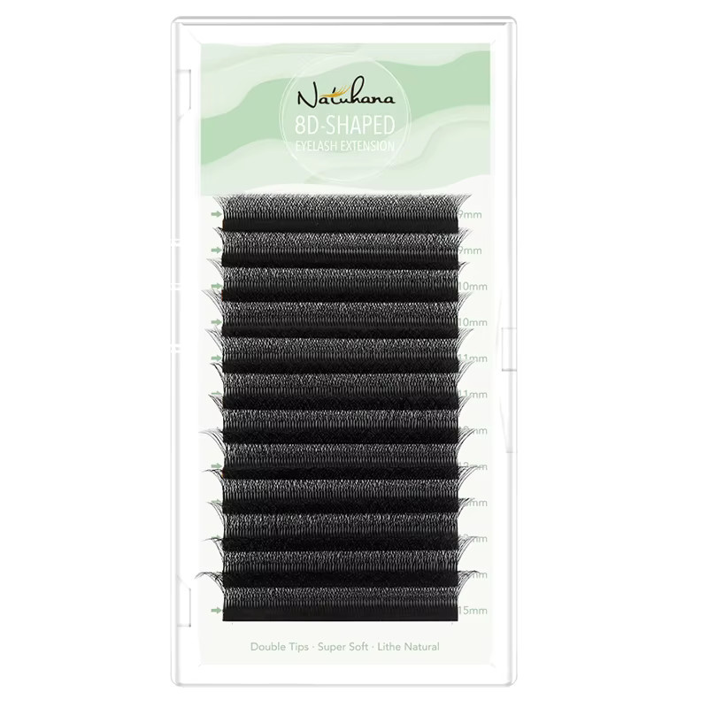 NATUHANA W-förmige Volumen-Wimpernverlängerungen, Natural Black, Unisex - Bild 6
