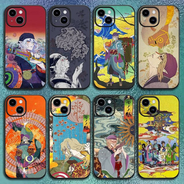 Ukiyoe Mononoke Kusuriuri Softshell Handyhülle für iPhone 12 bis 16 Pro Max Plus in Schwarz und Multicolour - Bild 1