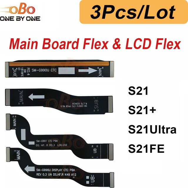 3 Stück LCD-Display-Flexkabel Anschlusskabel für Samsung S21 Plus FE Ultra G991 G996 G998 G990 in Schwarz - Bild 1