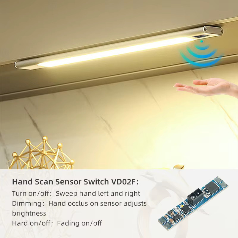 GEDLUZI PIR-Bewegungssensor und IR-Berührungssensor-Modul für LED-Schrankbeleuchtung, 8A, DC12V/24V - Bild 2