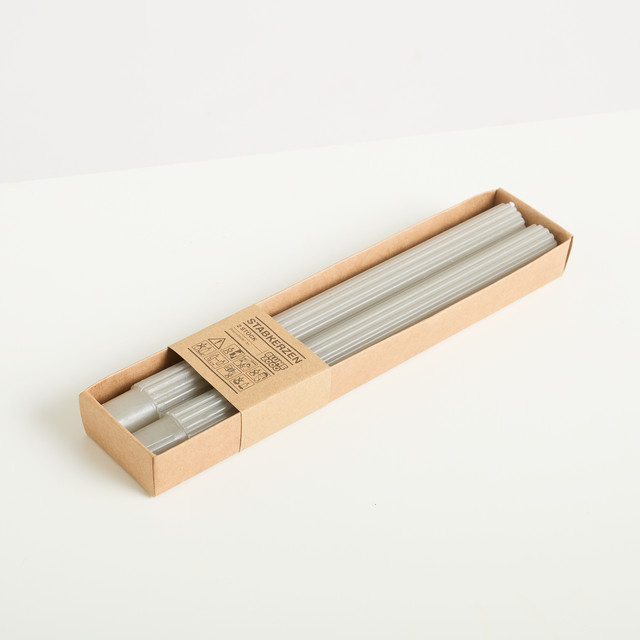 Stabkerze mit Rille von BLUME2000 in Beige, 2er-Set - Bild 1