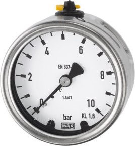 Riegler Manometer aus CrNi-Stahl in Silber, G 1/4 hinten zentrisch, Messbereich 0 - 25,0 bar, Durchmesser: 6,3 cm - Bild 1