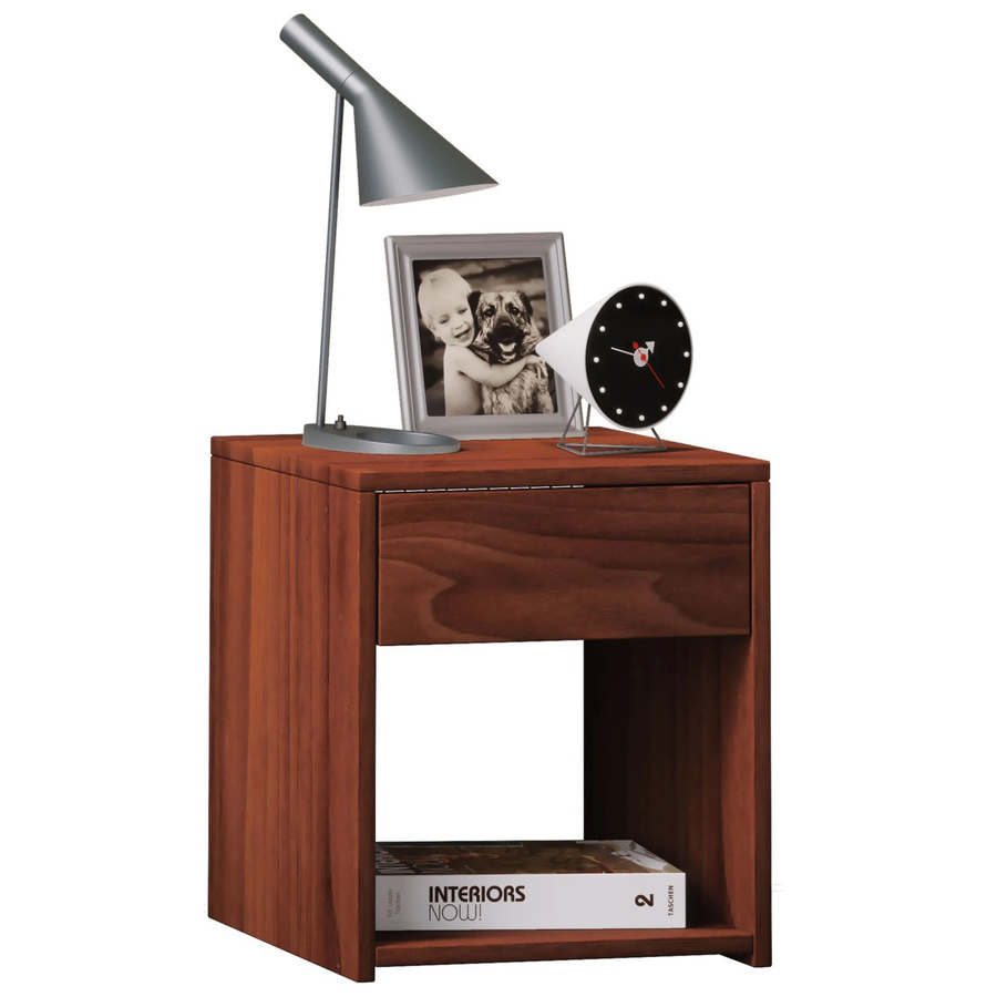VCM Nachttisch Sledo in Kern-Nussbaum, moderner Beistelltisch mit Schublade, Braun, B/T/H: 40,0 x 35,0 x 35,0 cm - Bild 2