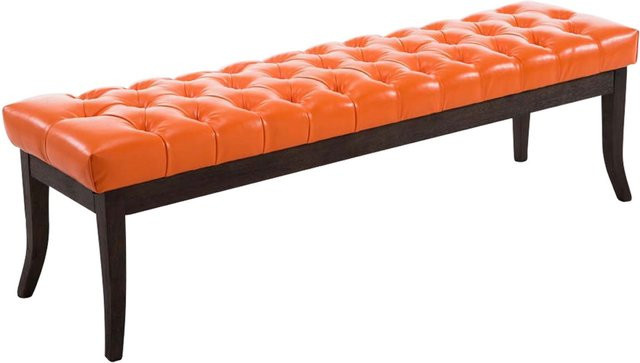TPFLiving Sitzbank Romeo Chesterfield aus Kunstleder in Orange und Braun, Breite: 150 cm - Bild 1