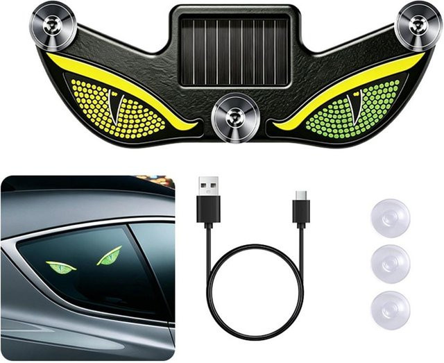 NiccePro Solar-LED-Warnleuchte mit Lichtsensor und Böser Blick Design, Wiederaufladbar, Schwarz - Bild 1