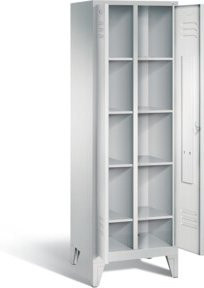 C+P Wäsche-Spind Classic in Lichtgrau mit Schloss und Regalen, H 185,0 cm x B 61,0 cm x T 50,0 cm - Bild 1