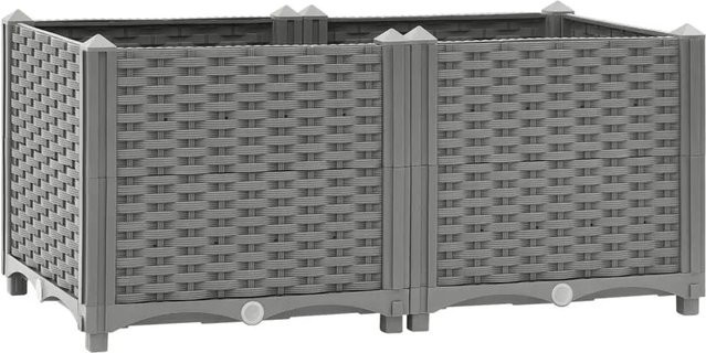 Hochbeet furnicato in Rattan-Optik aus Polypropylen, Farbe: Grau, B/T/H: 80 x 40 x 38 cm - Bild 1