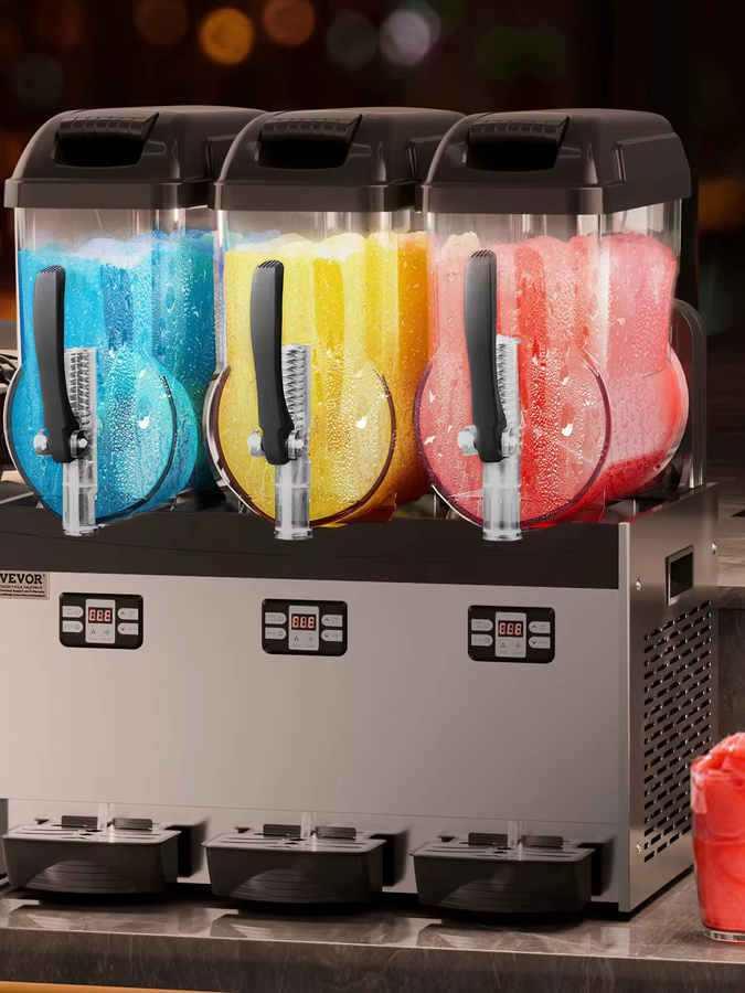 SucceBuy Gewerbliche Slush-Maschine aus Edelstahl in Silber mit 3 x 12L Behältern für Slush, Margarita und Smoothies - Bild 1