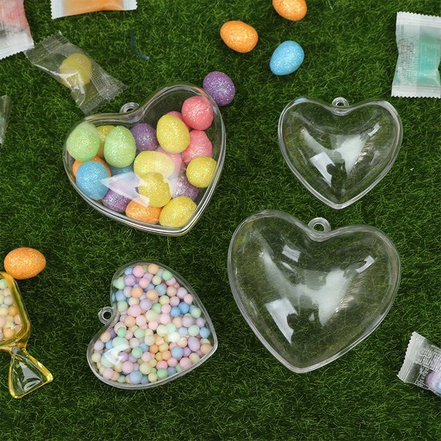 5 Stück transparente Liebesherz-Süßigkeitenboxen aus Kunststoff für Hochzeiten, Geburtstage und Partys - Bild 1