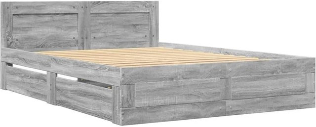 vidaXL Bettgestell mit Kopfteil und Schubladen in Grau Sonoma, B/T/H: 140 x 200 x 143 cm - Bild 1