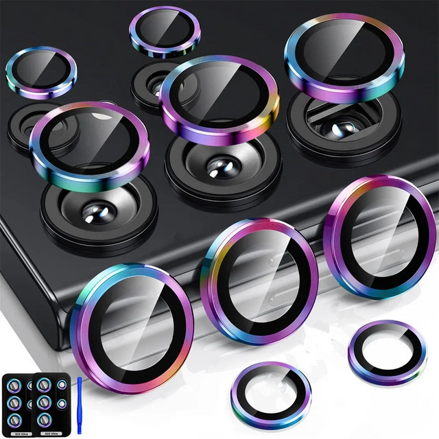 Kameraobjektivschutz aus Titanlegierung und gehärtetem Glas für Samsung Galaxy S25 Ultra, S26 Ultra, S24, S23 und S22 Ultra in Purple und Multicolour - Bild 1