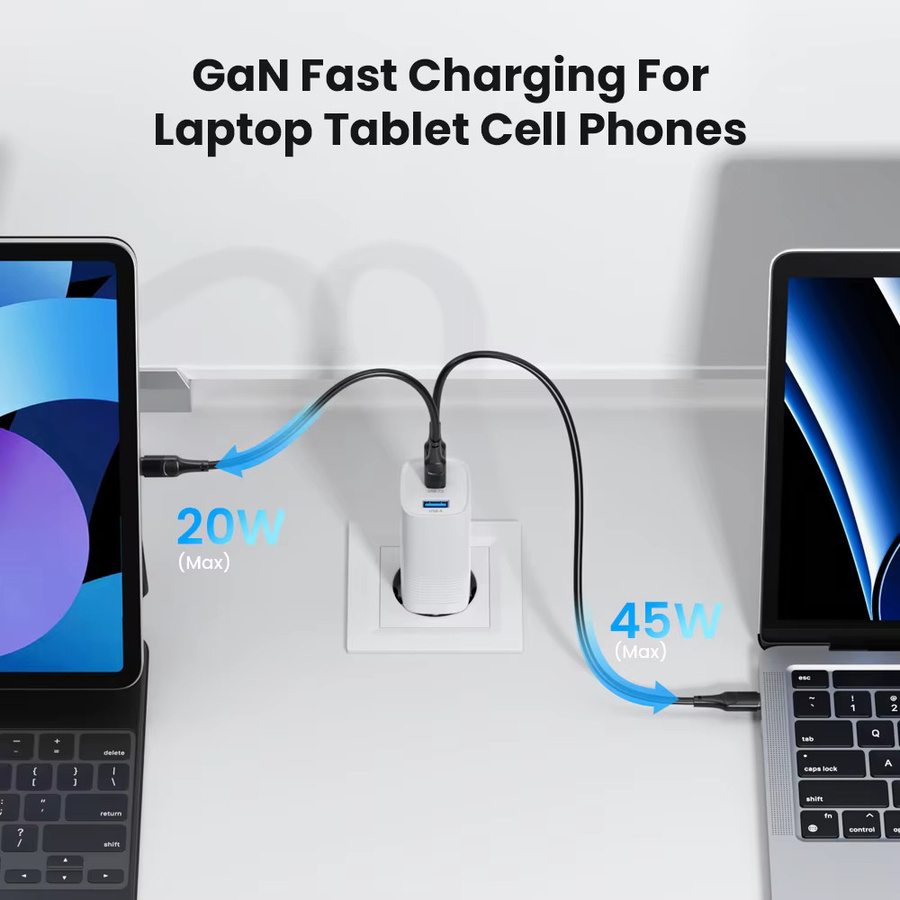 ASOMETECH 67W GaN USB-C Ladegerät mit Quick Charge 3.0 und PD 3.0 in Weiß - Bild 4