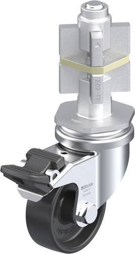 Blickle LRA-POA 50G-FI-E07 Lenkrolle mit Feststeller in Schwarz und Silber, Rad-Durchmesser: 50 mm, Tragfähigkeit: 75 kg - Bild 1