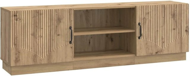 vidaXL TV-Schrank Artisan-Eiche in Braun mit integrierter Beleuchtung und Medienfächern, B/T/H: 150 x 47 x 31 cm - Bild 1