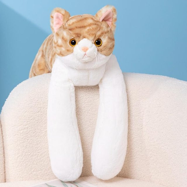 Kidsly Katze Plüschpuppe Kissen, Braun Grau Gestreift, 70cm - Bild 1