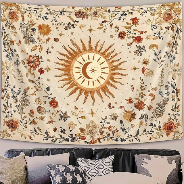 Vintage Wandteppich mit Sonne-und-Mond-Design von JMG Household Supplies, mehrfarbig, B: 100 cm, H: 70 cm - Bild 1