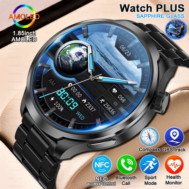 KAVSUMI Smartwatch, Schwarz, GPS, NFC, Bluetooth, Herren - Bild 1