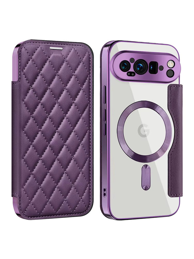 2-in-1 Leder Schutzhülle für Google Pixel 9 10 Pro XL 9A 8A 7A 9 Pro Flip Cover Anti Drop Handyhülle aus TPU in Pink und Purple - Bild 5