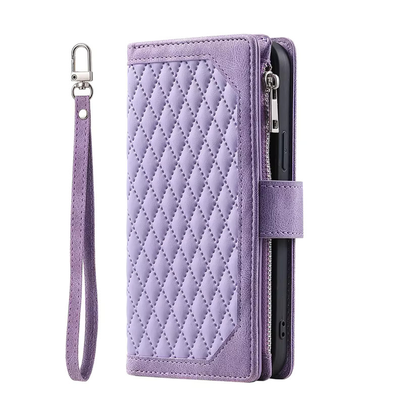 Lederhülle mit Lanyard und Wallet-Funktion für Samsung Galaxy S26 S25 S24 S23 S22 S21 S20 sowie A17 A57 A37 Flip in Blau und Lila - Bild 2