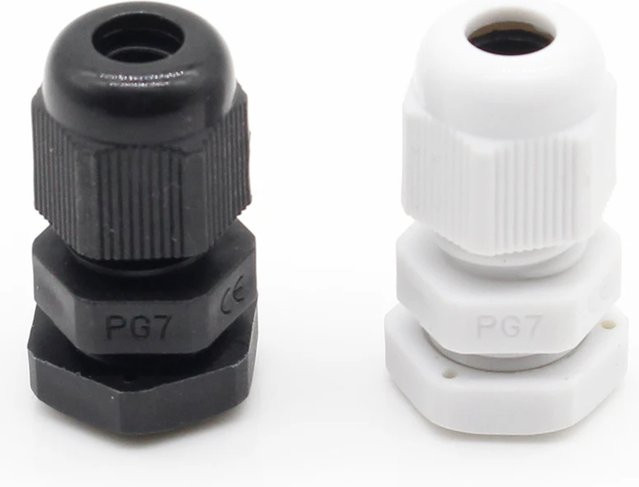 ELECAPITAL 10 Stück wasserdichte Nylon-Kabelverschraubung IP68 PG7 für 3–6,5 mm Kabel in Schwarz und Weiß - Bild 1