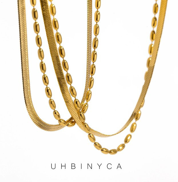 UHBINYCA Schlangenkette, Edelstahl, Gold, Damen, minimalistisch - Bild 1