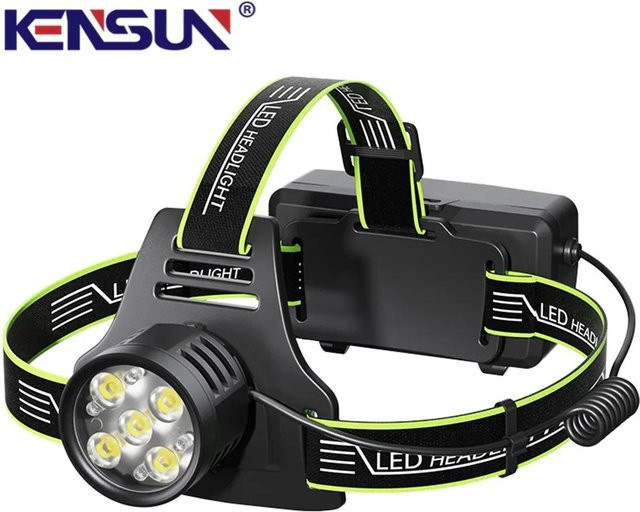 KENSUN COB LED Stirnlampe Schwarz mit USB-C Aufladung für Angeln, Wandern und Klettern - Bild 1
