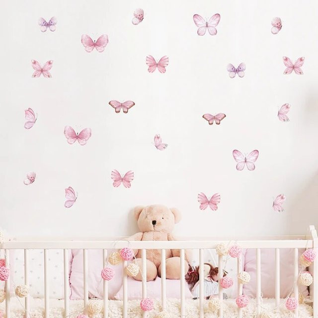 3 Stück BRUP Wandaufkleber Schmetterling in Rosa für Kinderzimmer und Schlafzimmer - Bild 1