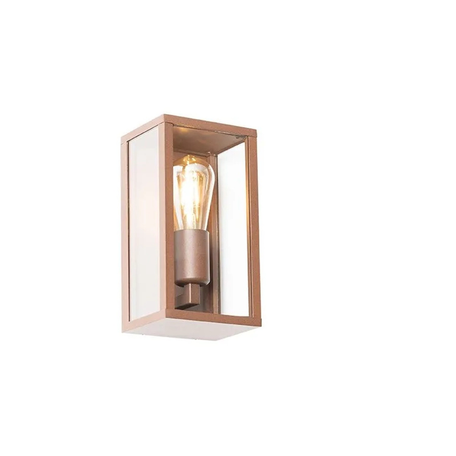 QAZQA Industrielle Wandleuchte Charlois in Rostbraun aus Aluminium und Glas, IP44 wetterfest für Außenbereiche und Badezimmer, E27, dimmbar - Bild 2