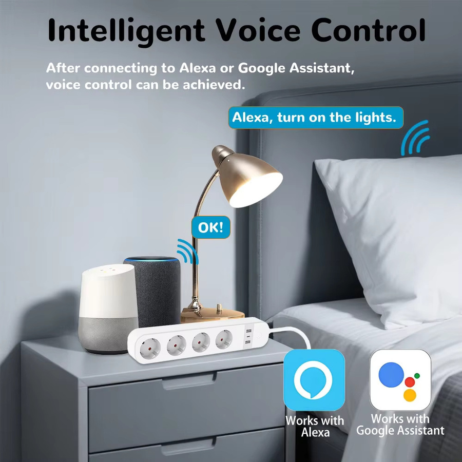 BORUIDAPLS WLAN Smart Steckdosenleiste mit USB und Typ-C in Weiß zur App- und Sprachsteuerung für Alexa und Google Home inklusive Energieüberwachung - Bild 3