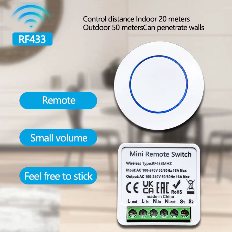 AXUS 433 MHz Relais Empfänger Modul mit Fernbedienung für Smart Home, Drahtloser Lichtschalter in Weiß - Bild 5