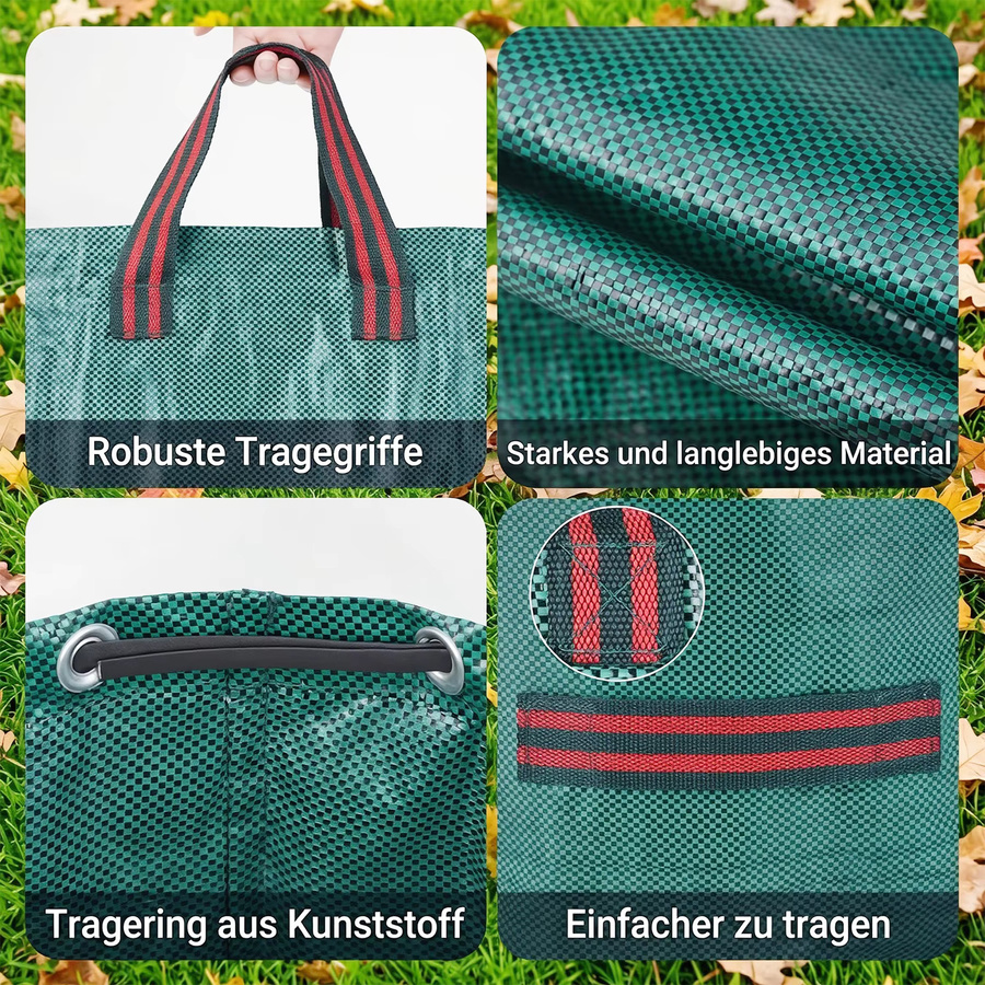 3er Set Forever Speed Gartensäcke aus grünem Polypropylen-Gewebe, 3x 272 l Laubsäcke für Gartenabfälle und Grünschnitt, robust und faltbar - Bild 6