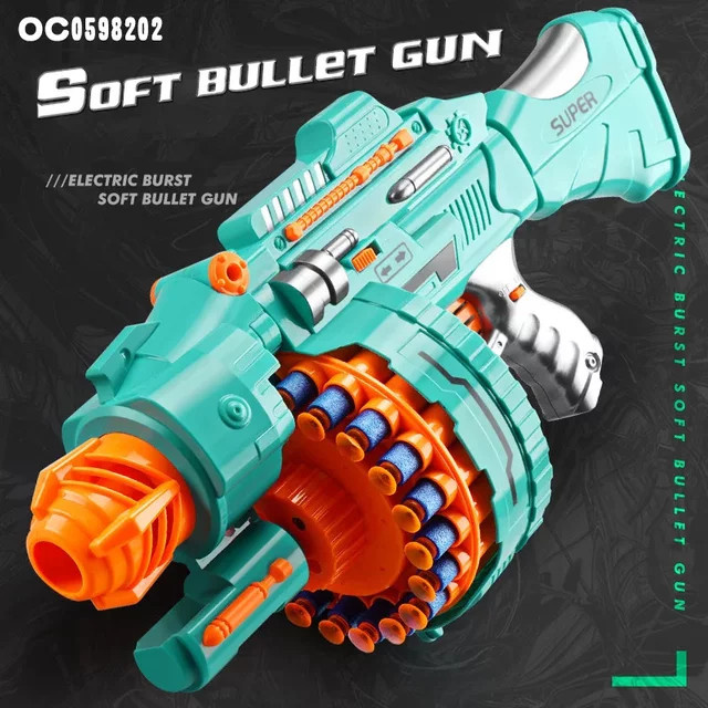 Nerf Gatling Pistole, Elektrische Saugnapf Soft Bullet BB Gun, Grau, Bunt / Mehrfarbig - Bild 1