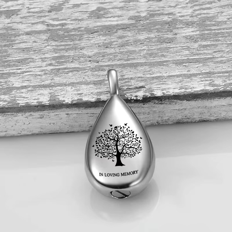 Halskette Tropfen-Anhänger, Edelstahl, Silber, Unisex, Ohne Stein - Bild 3