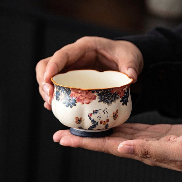 Persönlicher Duft Sniffing Master Cup aus Porzellan mit Katzendesign in Multicolour für die Gongfu-Teezeremonie - Bild 1