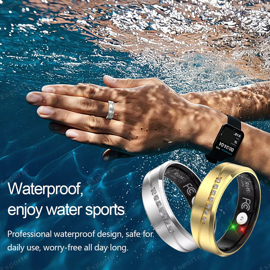 Ola Esporte Smartring für Herren in Silber mit Herzfrequenz- und Blutsauerstoff-Monitor, Vibrationsalarm und IP68 Wasserdichtigkeit - Bild 6
