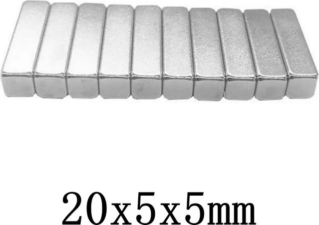 Superstarker rechteckiger Plattenmagnet in Silber für Kühlschrank, Büro und DIY, B/H/T: 20 x 5 x 5 mm - Bild 1