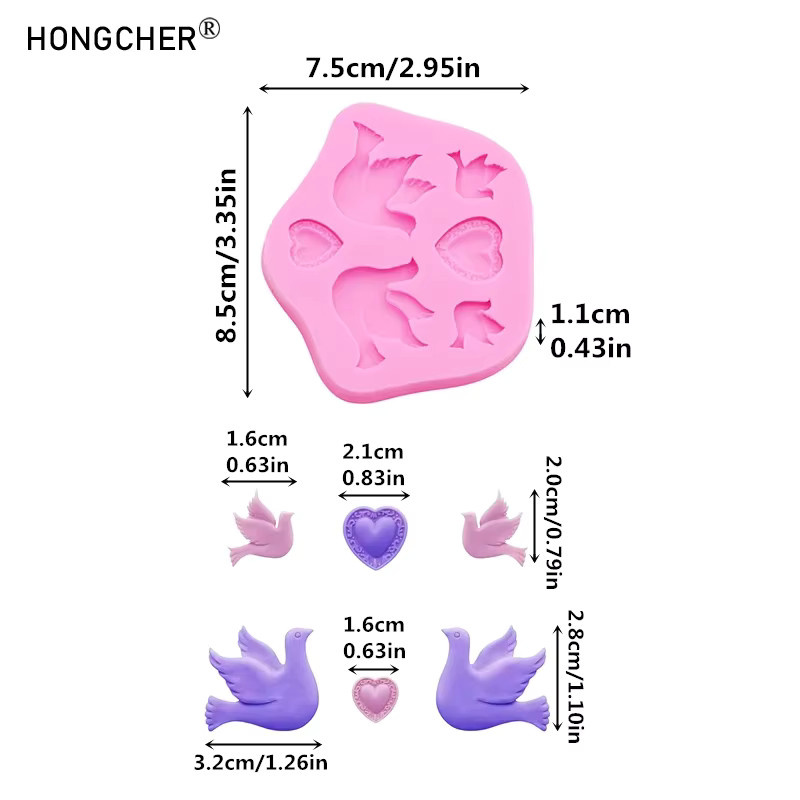 HONGCHER Silikonform Herz in Pink für Schokolade, Kuchen, Dessertdekorationen und DIY-Resin-Schmuck - Bild 1