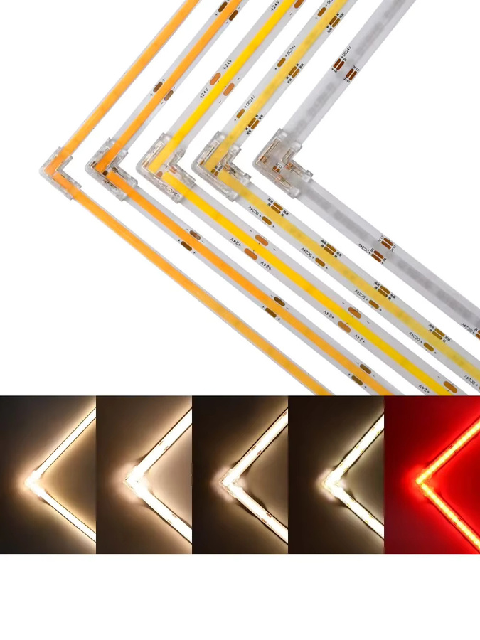 Rechtwinklige L-Form Eckverbinder für COB-LED-Streifen in 2-polig, 3-polig und 4-polig für CCT-RGB-Bandbeleuchtung, transparent, Breite: 5 mm, 8 mm oder 10 mm - Bild 4
