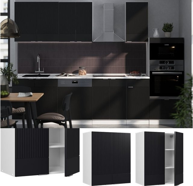Vicco Hängeschrank Fame-Line für die Küche, Weiß-Schwarz gestreift, Breite: 60 cm - Bild 1