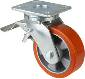 BS Schwerlastrolle RR120.B90.150 aus Aluminium in Orange mit Schraubbefestigung - Bild 1