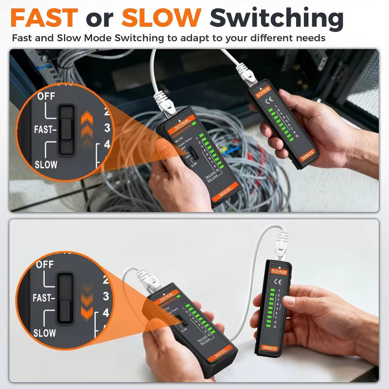 POROMETISTO MCT02 Kabeltester mit LED-Anzeige für RJ11 und RJ45, Dual-Use Netzwerkkabeltester für POE-Tests und Leitungskontinuität, Schwarz - Bild 6
